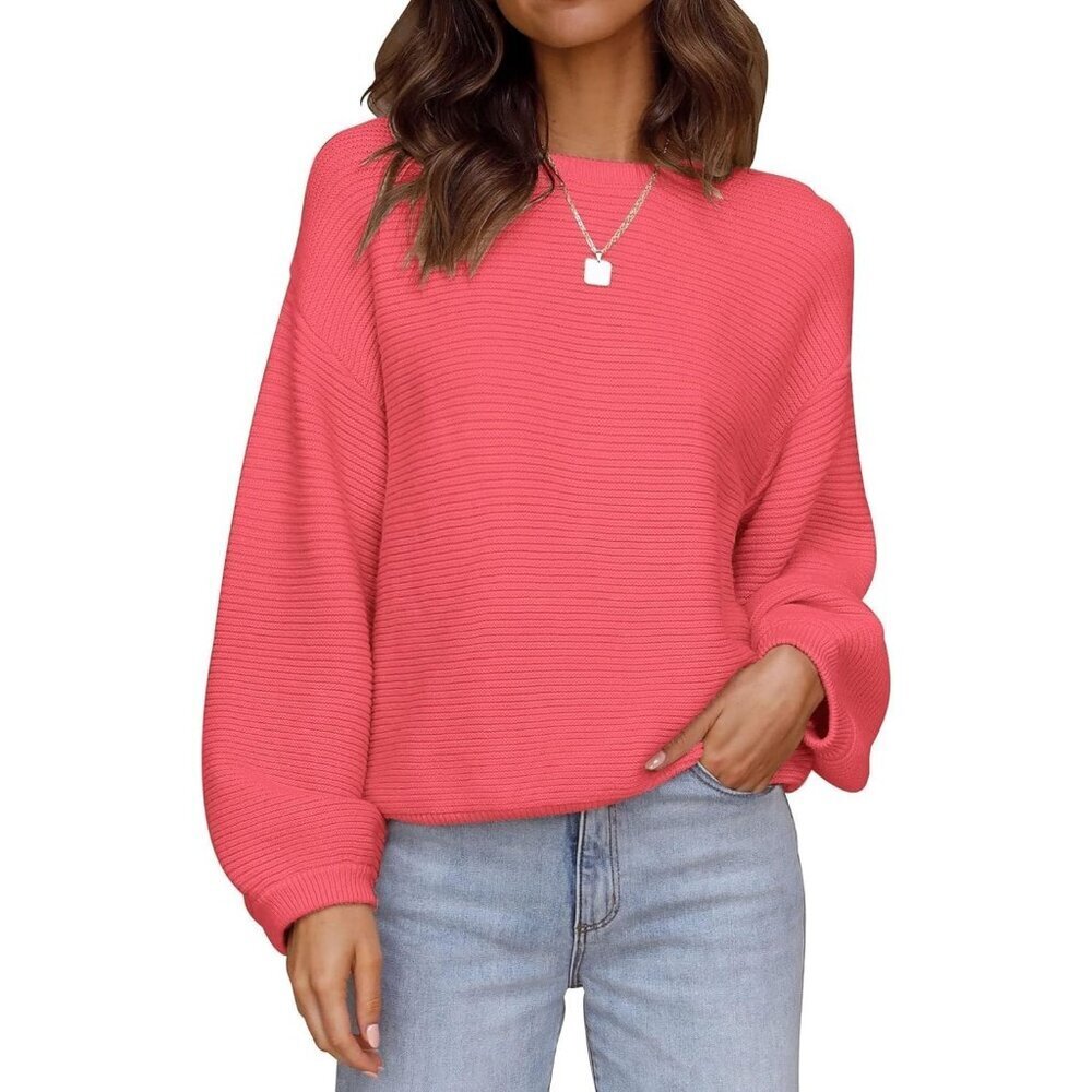 Women's Pullover Sweater Tops Watermelon Crew Neck Long Sleeve Casual Loose Knit